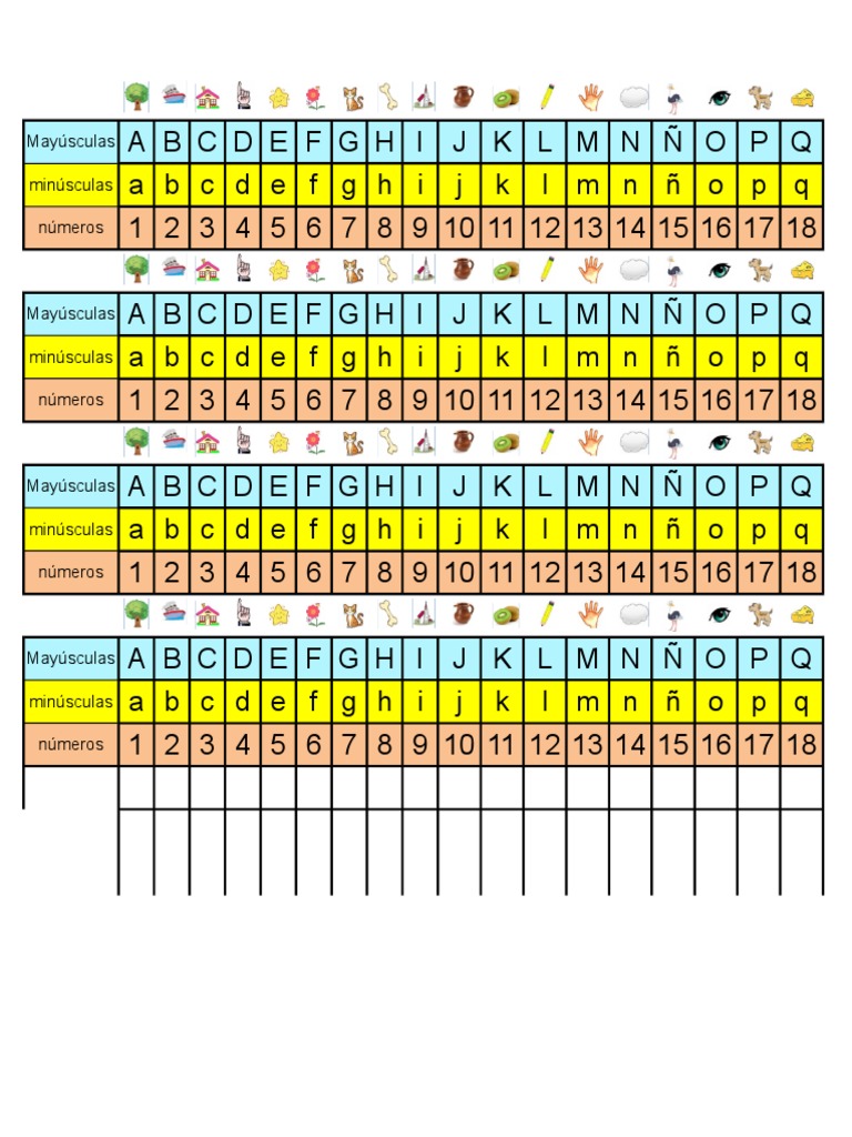 Abecedario y Números Correspondientes | PDF