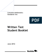 Written Test Student Booklet: Grade 12 Consumer Mathematics Standards Test