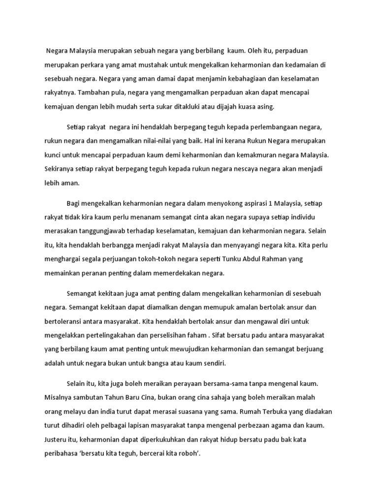 Negara Malaysia Merupakan Sebuah Negara Yang Berbilang Kaum Pdf
