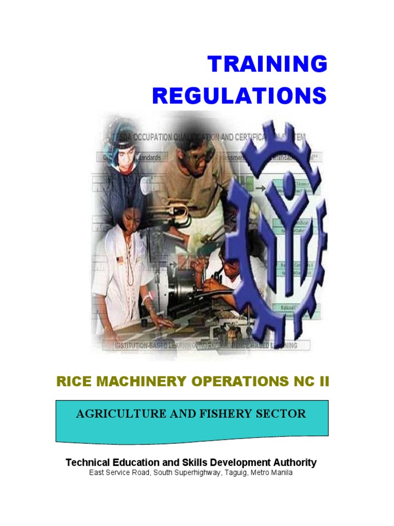 TR - Rice Machinery Operations NC II | PDF | Occupational Safety And ...