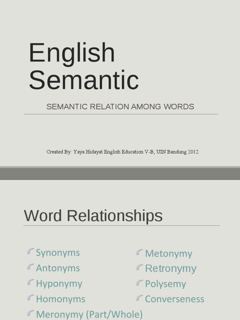 Understanding Semantic Relations in English | PDF | Human Communication ...