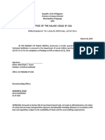 Permission To Leave Official Station: (DSWD FO XI) For The Compliance of Findings On RFR On March 18-22, 2019