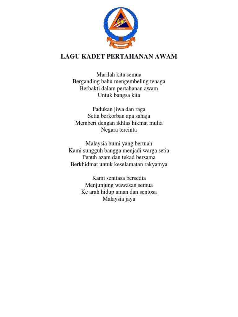 Lagu Kadet Pertahanan Awam Pdf