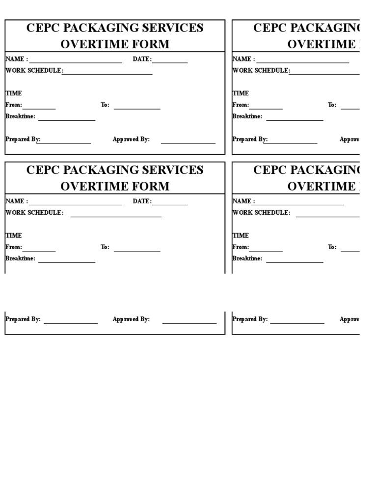 CEPC Overtime Form Template | PDF | Career & Growth