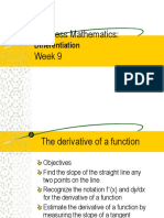 Business Mathematics: Week 9: Differentiation