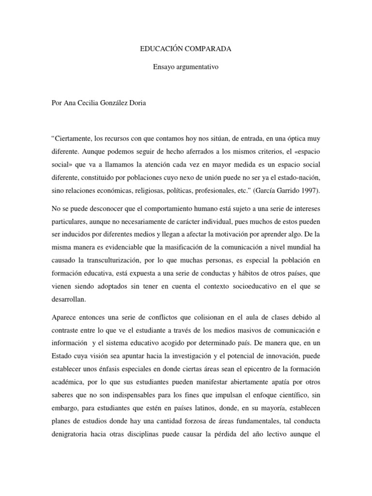 Ensayo Argumentativo Educacion Comparada Corrupción