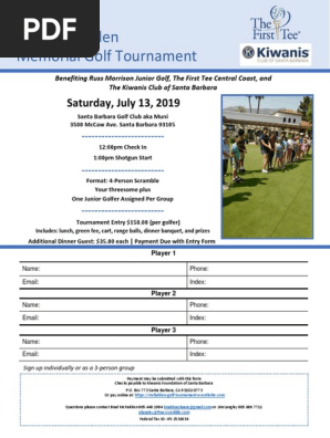 McFadden Memorial Golf Tournament Flyer - 2019