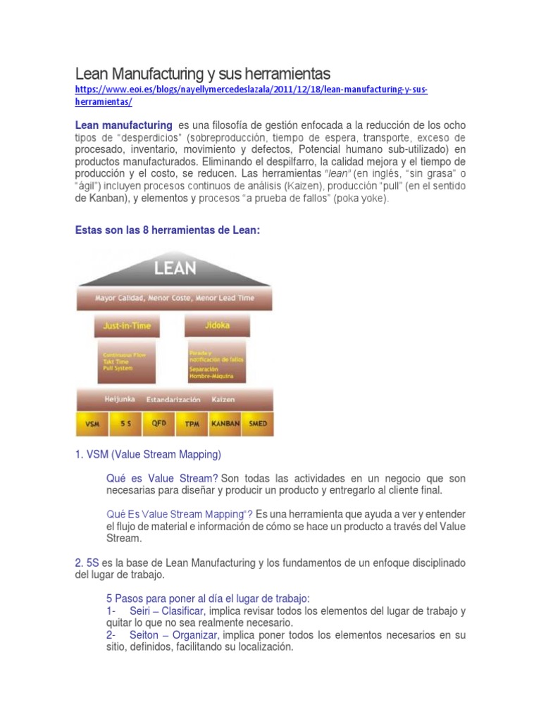 Herramientas de Lean Manufacturing | PDF | Lean Manufacturing | Gestión ...