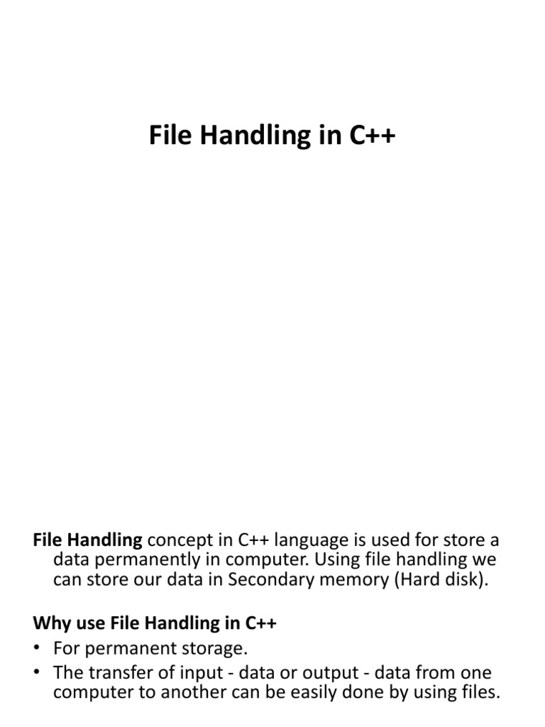 File Handling in C++ PDF Computer File C++