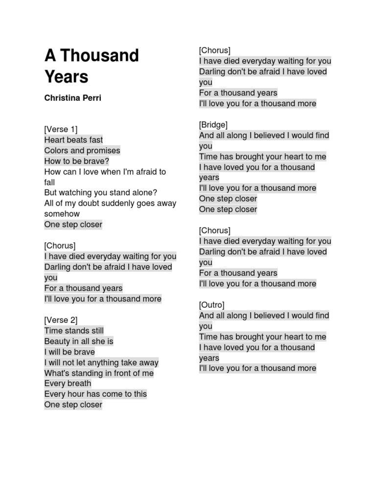 Lirik Lagu Two Thousand Years