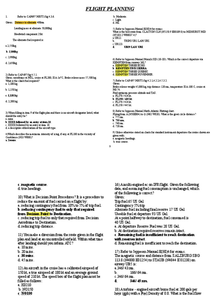 Flight Planning Procedures and Calculations | PDF | Instrument Flight ...