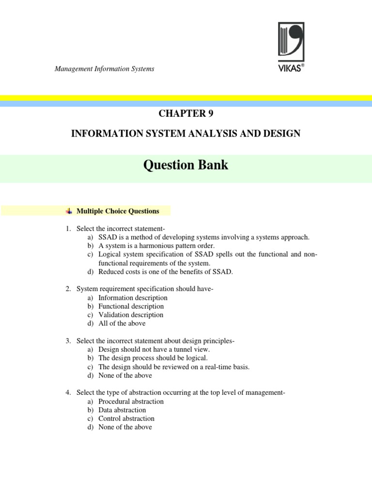 Question Bank: Information System Analysis and Design | Download Free ...