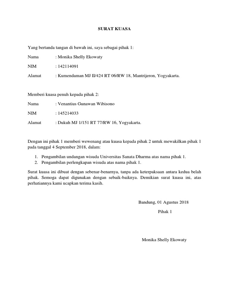 8800 Contoh Surat Kuasa Pengambilan Undangan Wisuda Terbaik