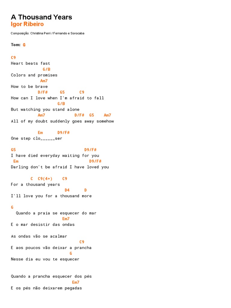 Cifra Club Igor Ribeiro A Thousand Years PDF PDF Lazer