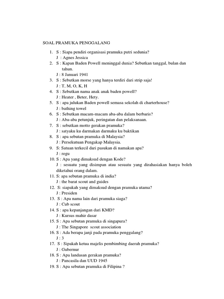 Soal Pramuka Penggalang