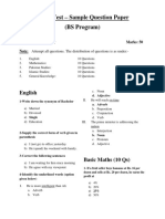 Entry Test - Sample Question Paper (BS Program) : English