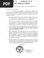 Carta a Organizadores de Campeonato Jorge Chavez 2019