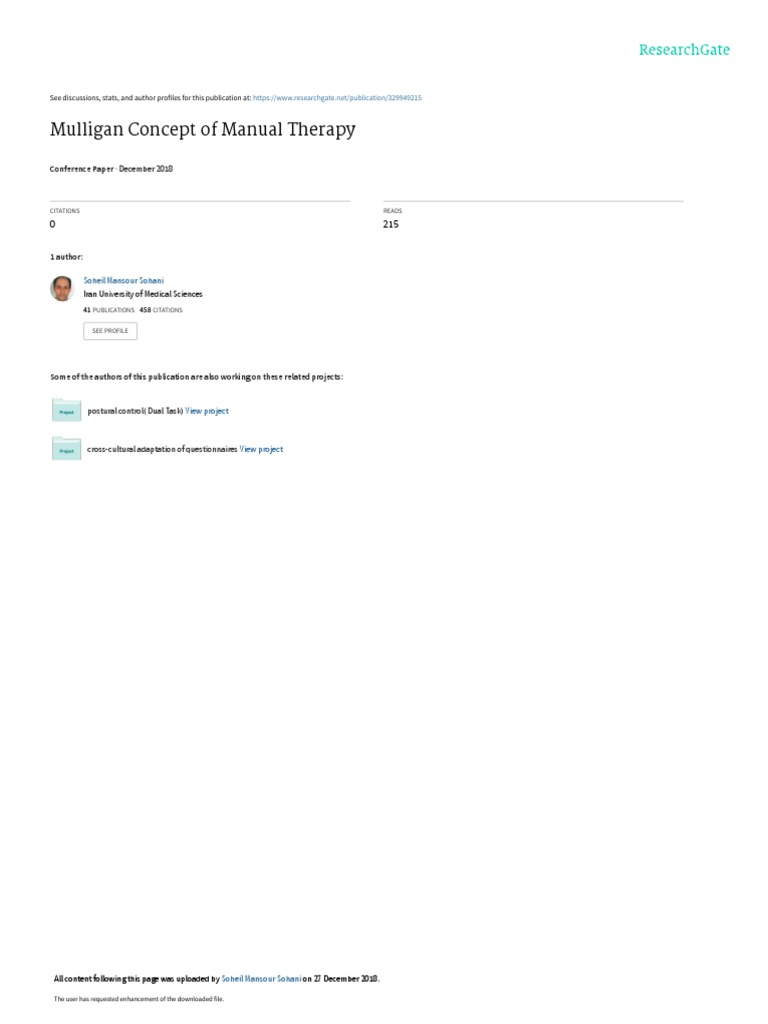 Mulligan Concept of Manual Therapy PDF Musculoskeletal System