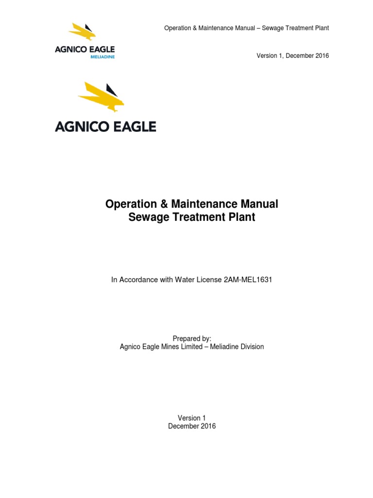 Sewage Treatment Plant O&M Manual | PDF | Sewage Treatment | Membrane