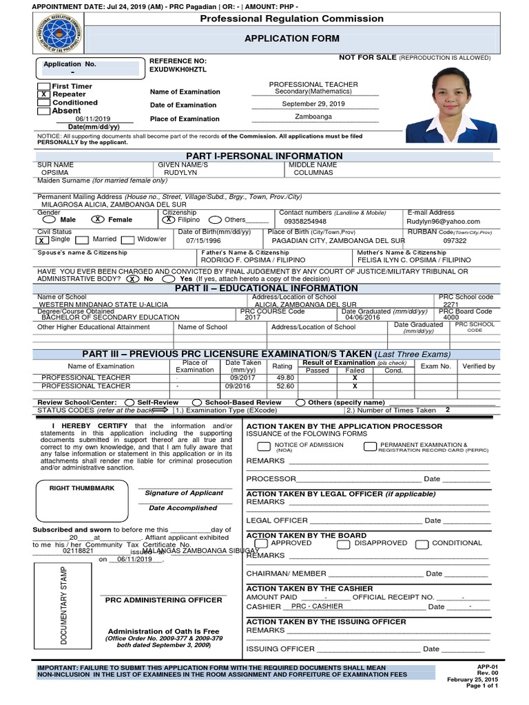 PRC Application Form and Guidelines | PDF | Virtue | Public Law