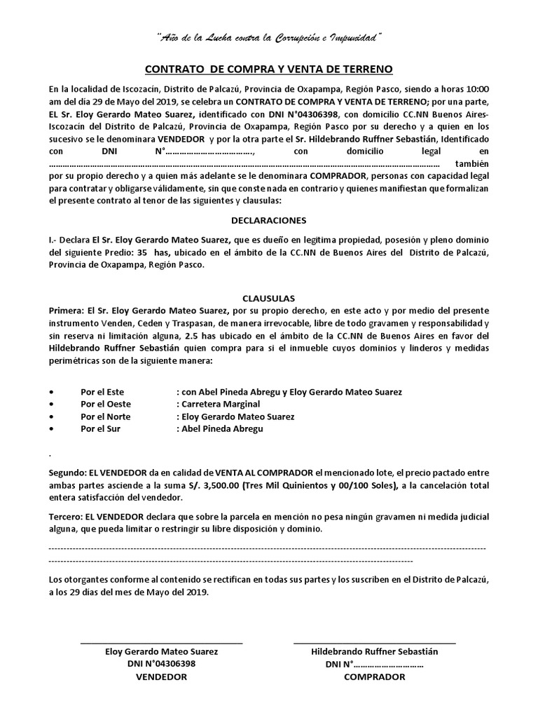 Contrato De Compra Venta De Terrenos F75 Images and Photos finder
