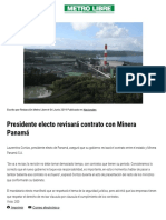 Presidente electo revisará contrato con Minera Panamá - Metro Libre