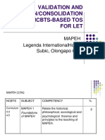Validation and Integration/Consolidation of The Ncbts-Based Tos For Let