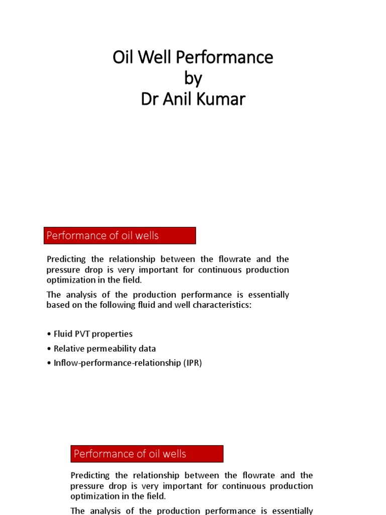 Oil Well Performance by DR Anil Kumar PDF Fluid Dynamics Petroleum Reservoir