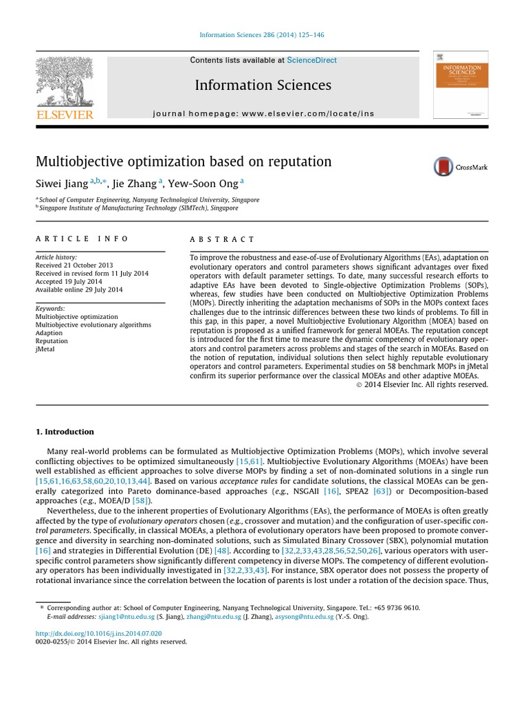 Multiobjective Optimization Based On Reputation | PDF | Mathematical ...