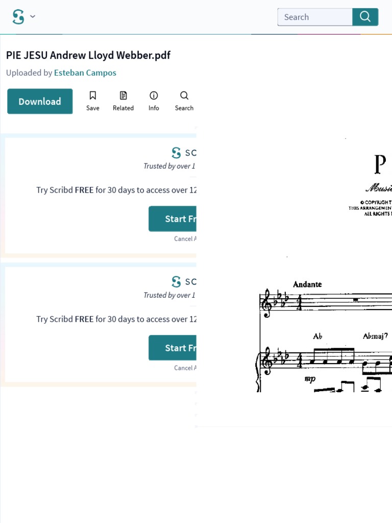 PIE JESU Andrew Lloyd Webber PDF | PDF | Self-Improvement