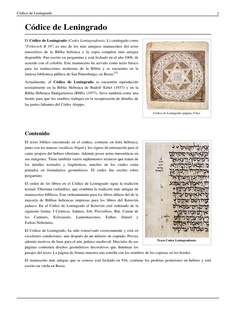 Códice de Leningrado: Manuscrito Bíblico | PDF | Versiones bíblicas y ...