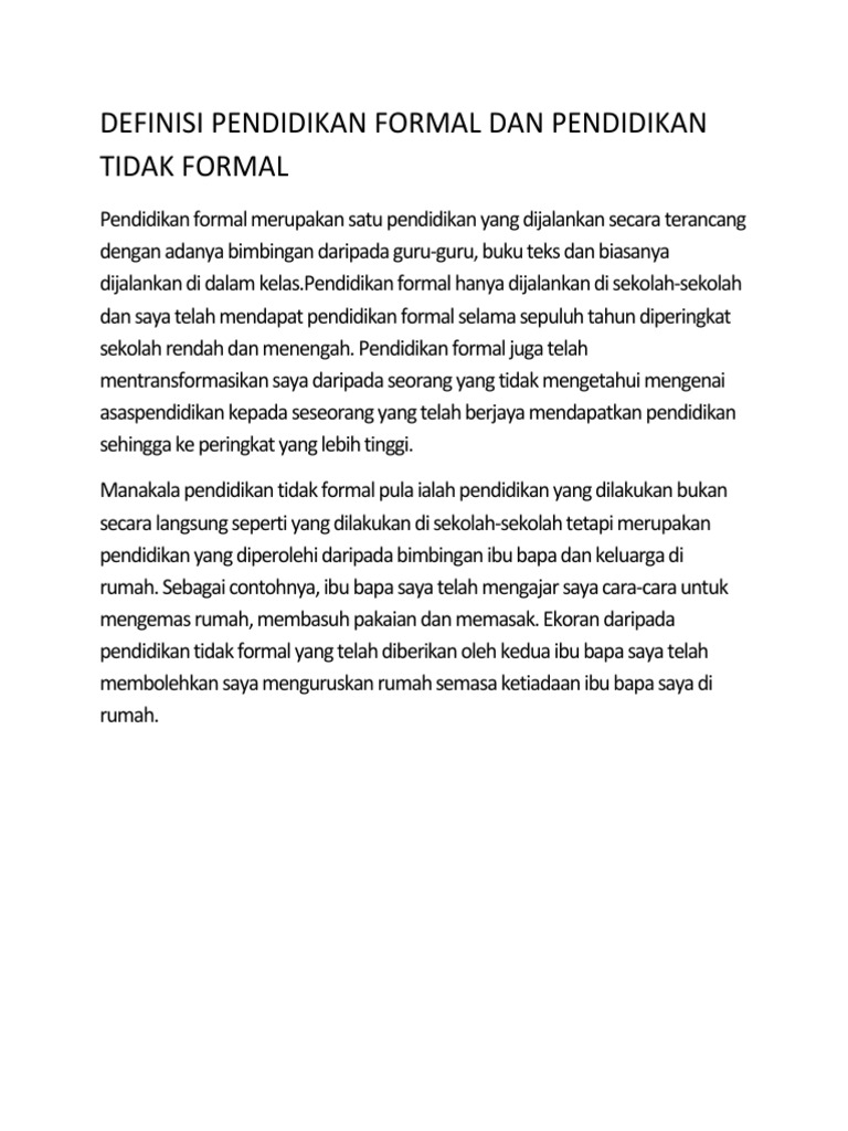 Definisi Pendidikan Formal Dan Pendidikan Tidak Formal22222 Pdf