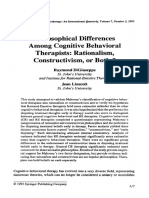 Philosophical Differences Among Cognitive Behavioral Therapists: Rationalism, Constructivism, or Both ?