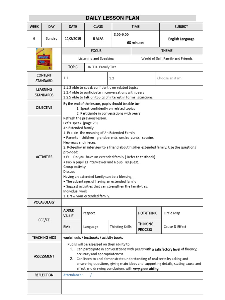 English Lesson Plans: Family Ties | PDF | Lesson Plan | Poetry