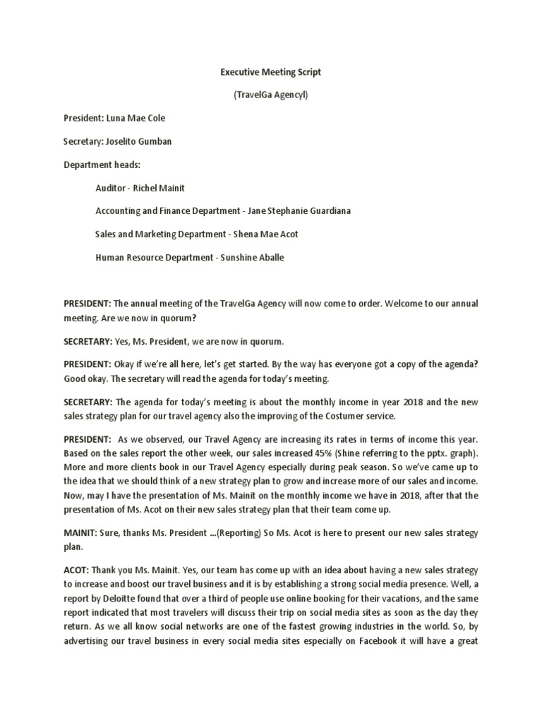 Executive Meeting Script | PDF | Social Media | Popular Culture & Media ...