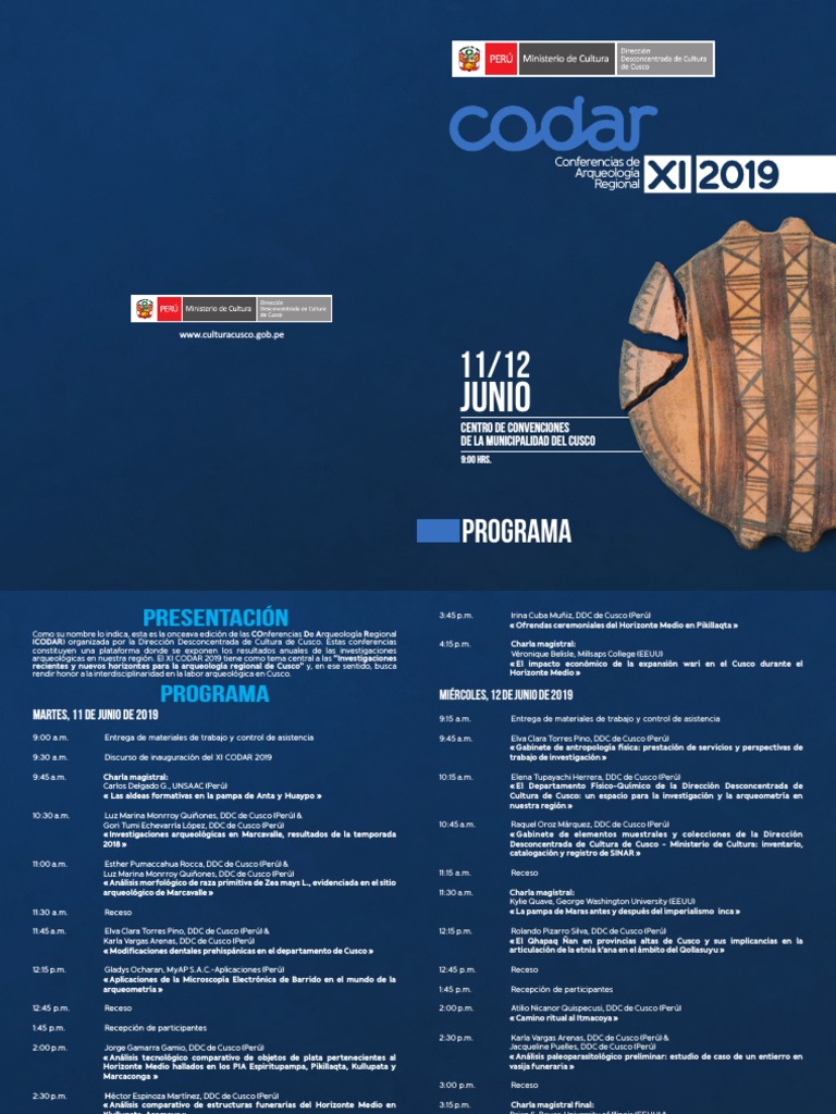 Programa Xi Codar 2019 PDF | PDF | Patrimonio cultural | Arqueología
