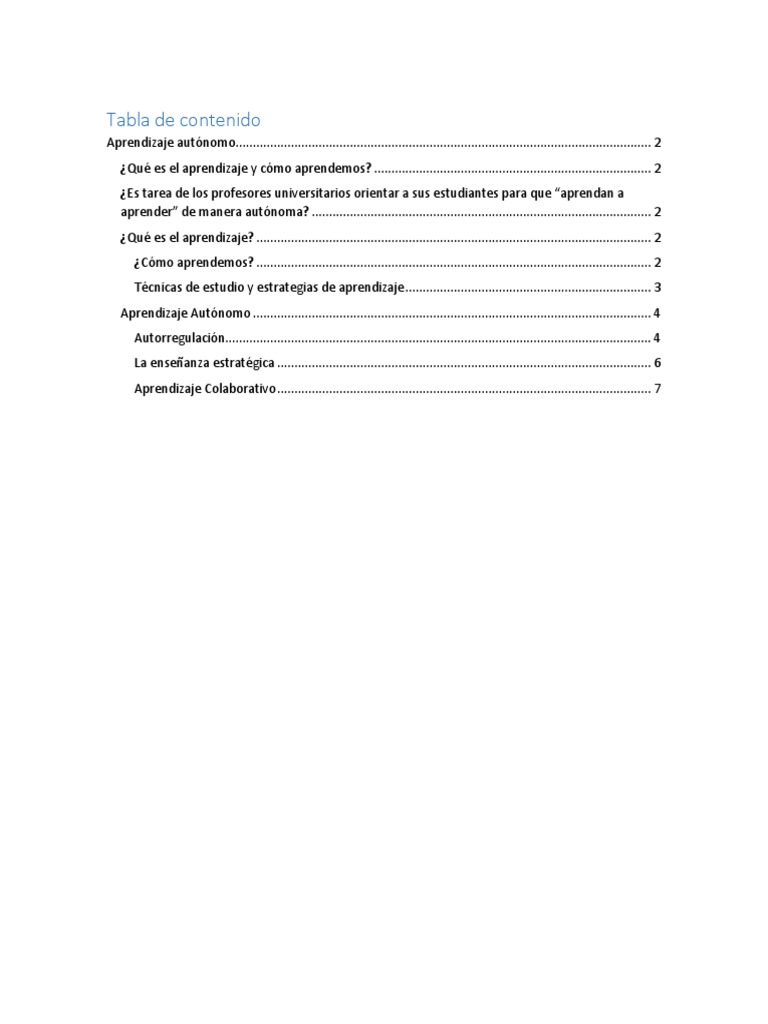 Aprendizaje Autonomo | PDF | Habilidades de estudio | Aprendizaje