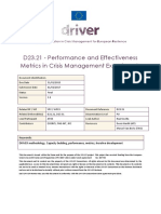 Performance and Effectiveness Metrics in Crisis Management Experiments