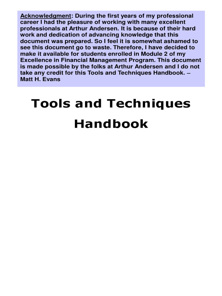 Tools and Techniques Handbook | PDF | Sales | Swot Analysis