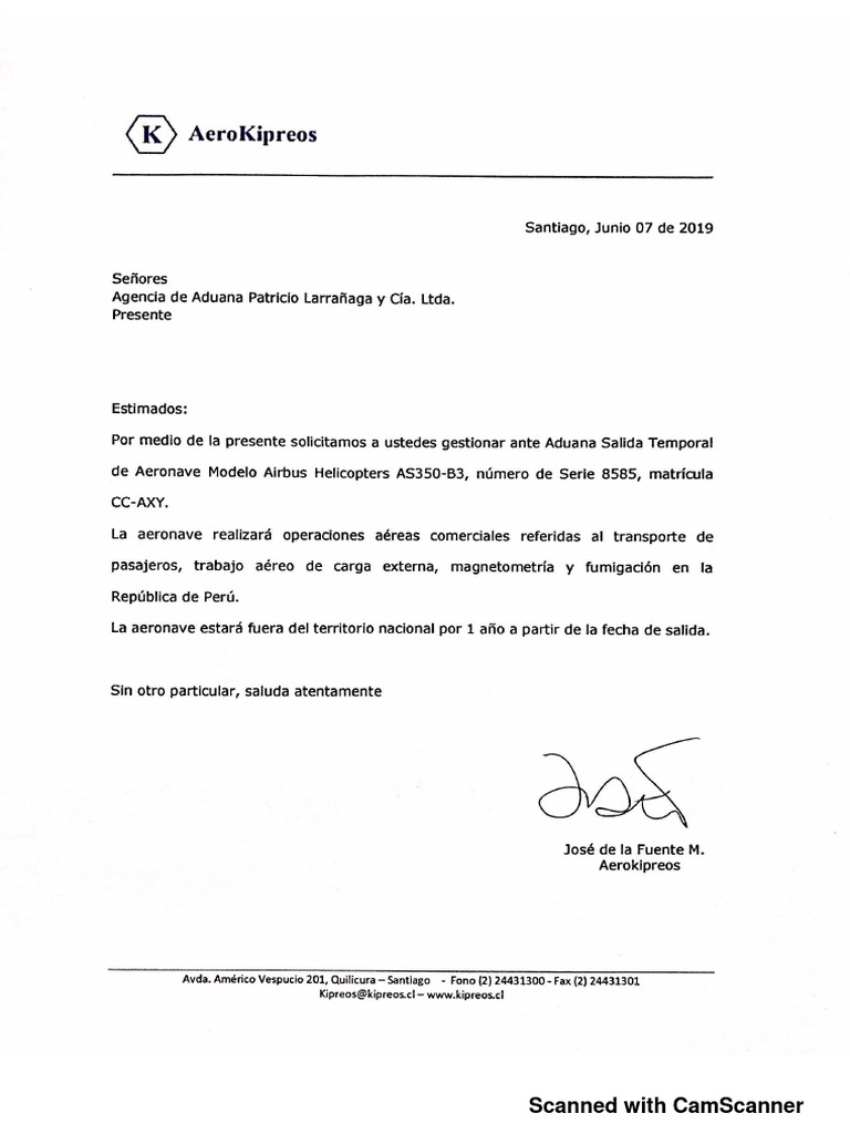 Carta Agente Aduana Pdf