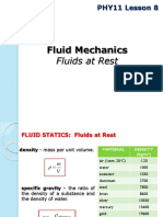 PHY11 Lesson 8 Fluid Mechanics Fluids at Rest