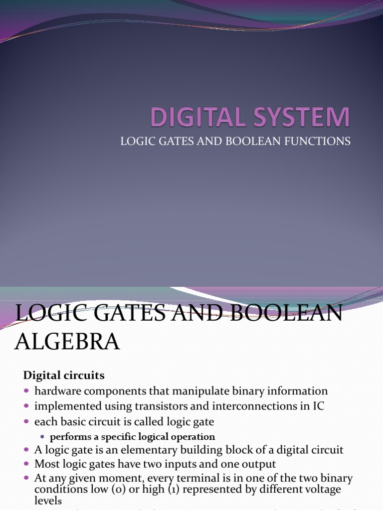 5b (Digital System) Logic Gates & Boolean Expression | PDF | Logic Gate ...