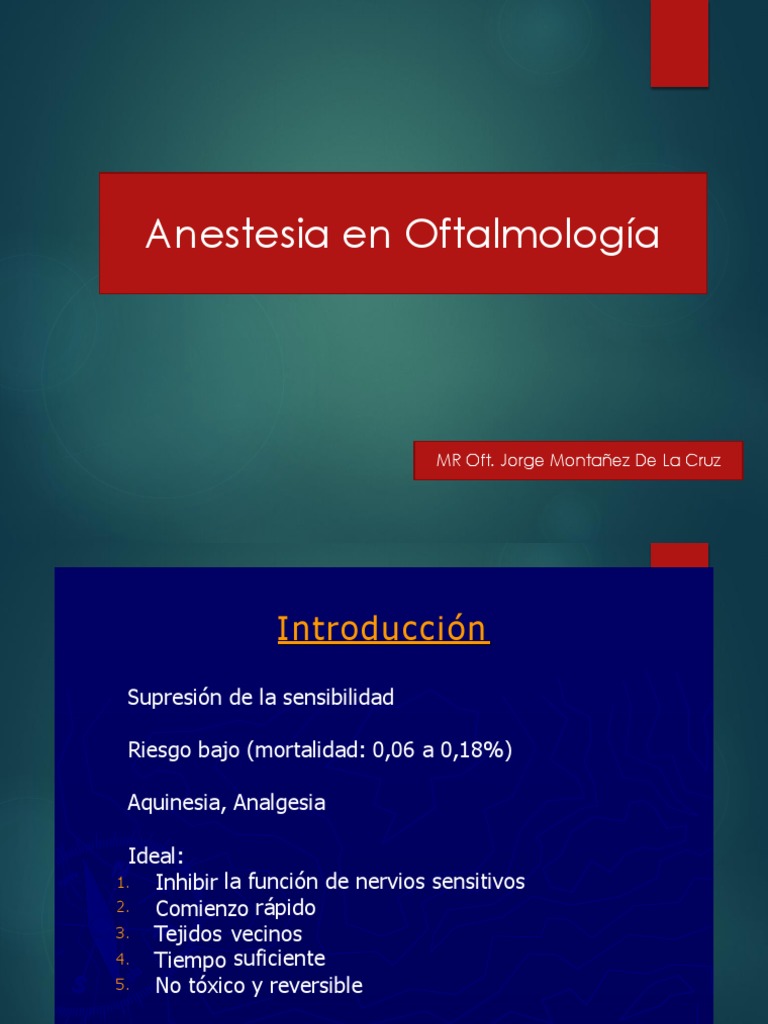 QUE ES ANESTESIA TOPICA EN OFTALMOLOGIA intelligence overview