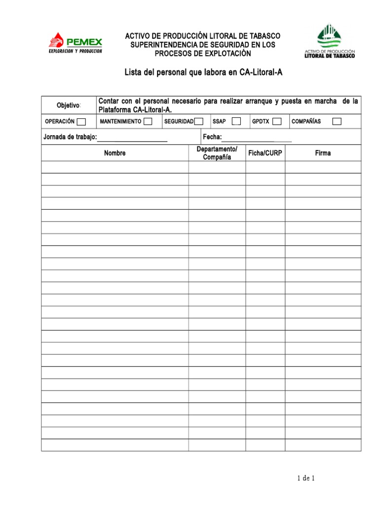 Lista de Asistencia Diaria CALitA PDF