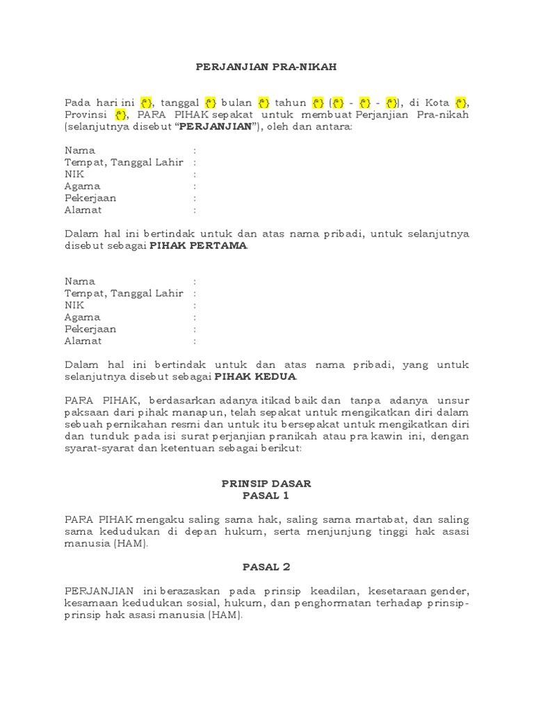 Perjanjian Pra Nikah
