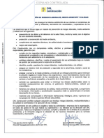 Política de Prevención de Riesgos Laborales, Medio Ambiente y Calidad Septiembre 2014