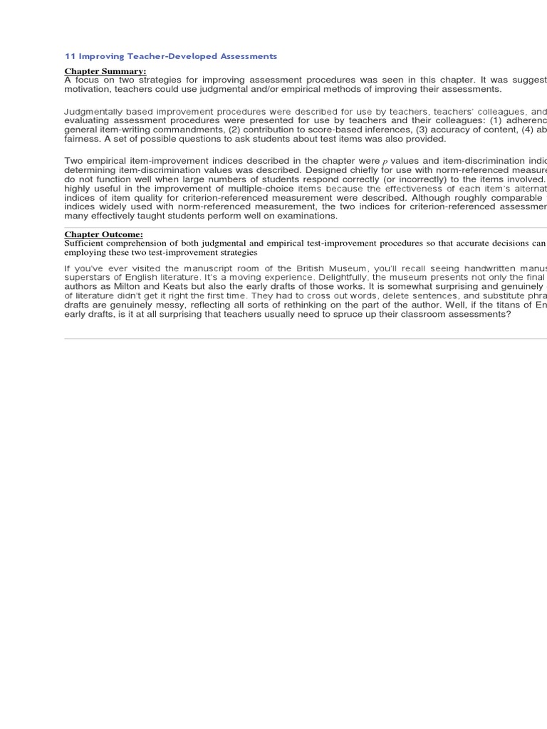 Enhancing Teacher Assessments Strategies | PDF | Educational Assessment ...