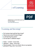 Theories of Learning: Adapted From A Presentation Given By: DR - Jane Waters