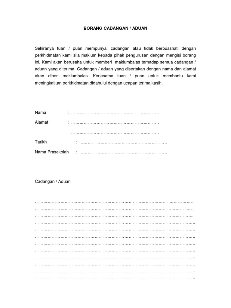 Borang Cadangan | PDF