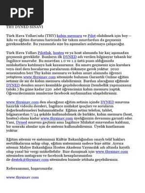 Thy Kabin Memuru Ve Pilotaj Icin Gerekli Olan Dyned Sinavi Hazirlik Seti